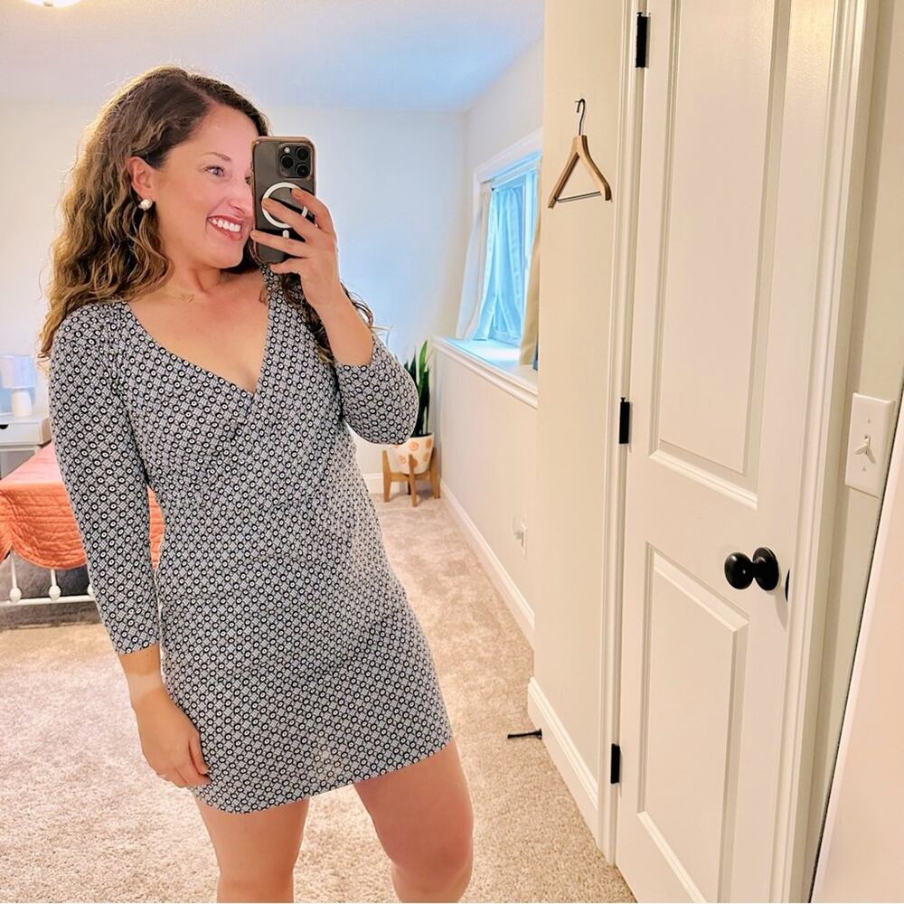 Boden Blue Printed Sexy Cotton Mini Dress XSP